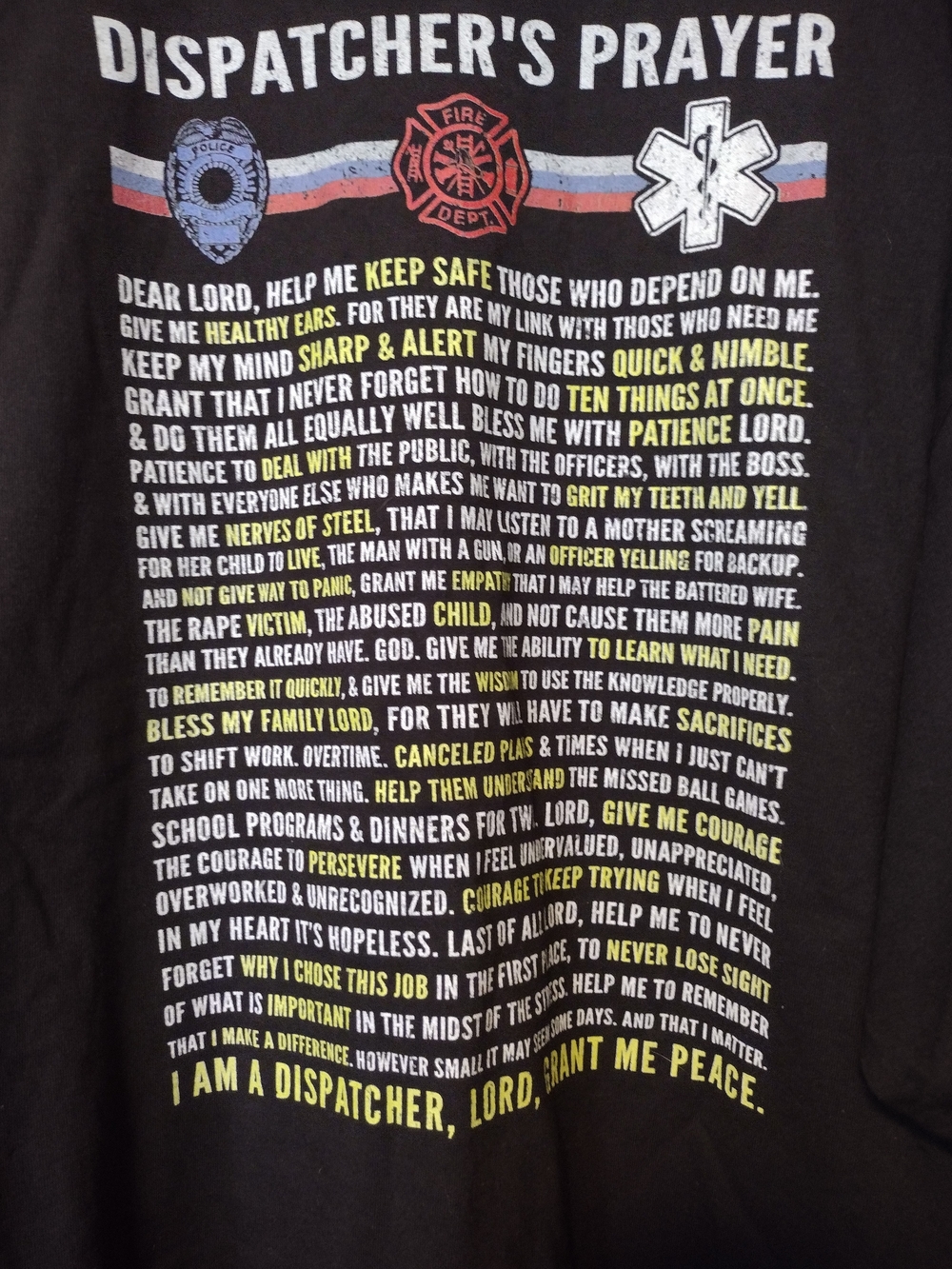 Hanes Black Dispatcher’s Prayer Graphic Tee